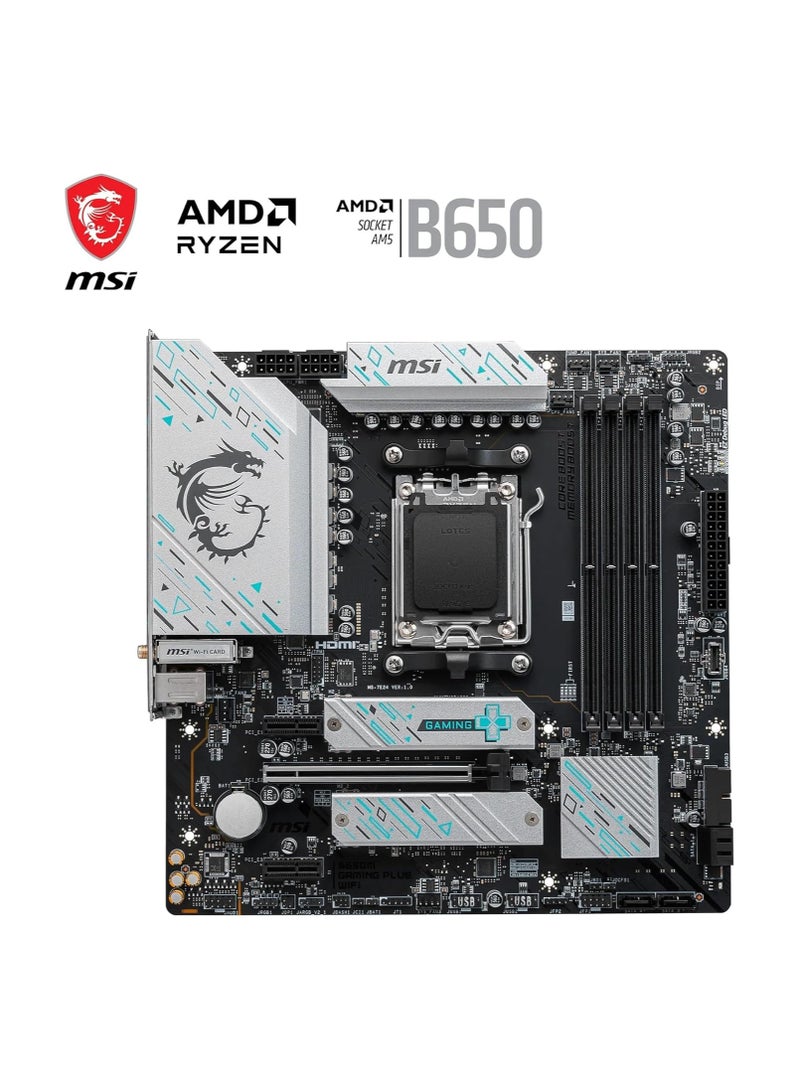 إم اس أي - B650M GAMING PLUS WIFI Motherboard, mATX - Supports AMD Ryzen 9000/8000 / 7000 Series Processors, AM5 - DDR5 Memory Boost 7800+ MHz/OC, PCIe 4.0 x16, M.2 Gen4, Wi-Fi 6E Grey - Image 1