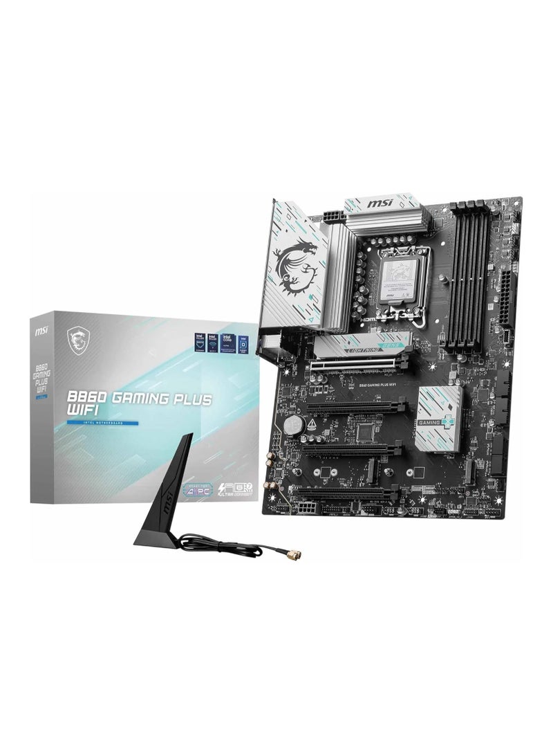 MSI B860 Gaming Plus WiFi Motherboard, ATX - Supports Intel Core Ultra Processors (Series 2), LGA 1851 - DDR5 Memory Boost 8600+ MT/s (OC), PCIe 5.0 x16 x16, M.2 Gen5, Intel Killer 5G LAN, Wi-Fi 7 | Grey  - Image 1