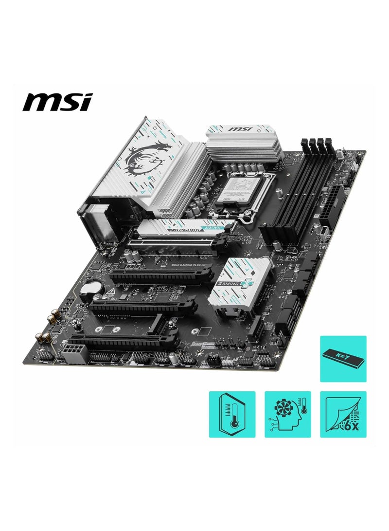 MSI B860 Gaming Plus WiFi Motherboard, ATX - Supports Intel Core Ultra Processors (Series 2), LGA 1851 - DDR5 Memory Boost 8600+ MT/s (OC), PCIe 5.0 x16 x16, M.2 Gen5, Intel Killer 5G LAN, Wi-Fi 7 | Grey  - Image 4
