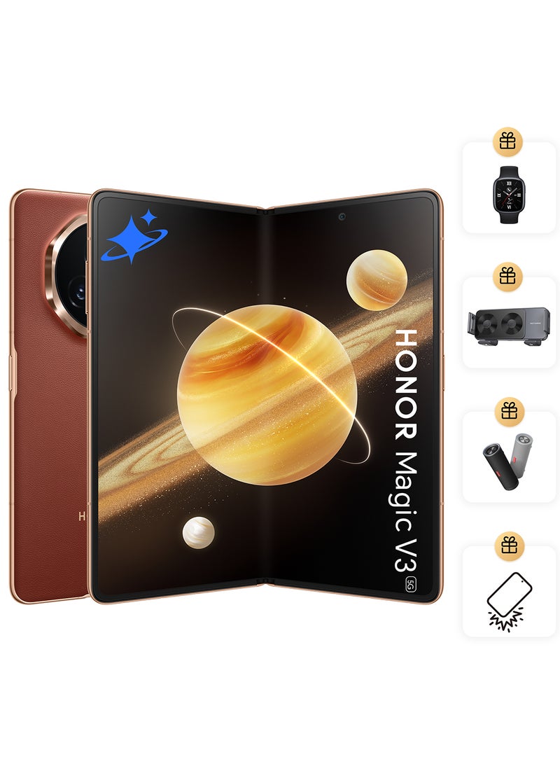 Honor Magic V3 5G Dual SIM Reddish Brown 12GB RAM 512GB With Free Gifts And Screen Damage Protection - Middle East Version  - Image 1
