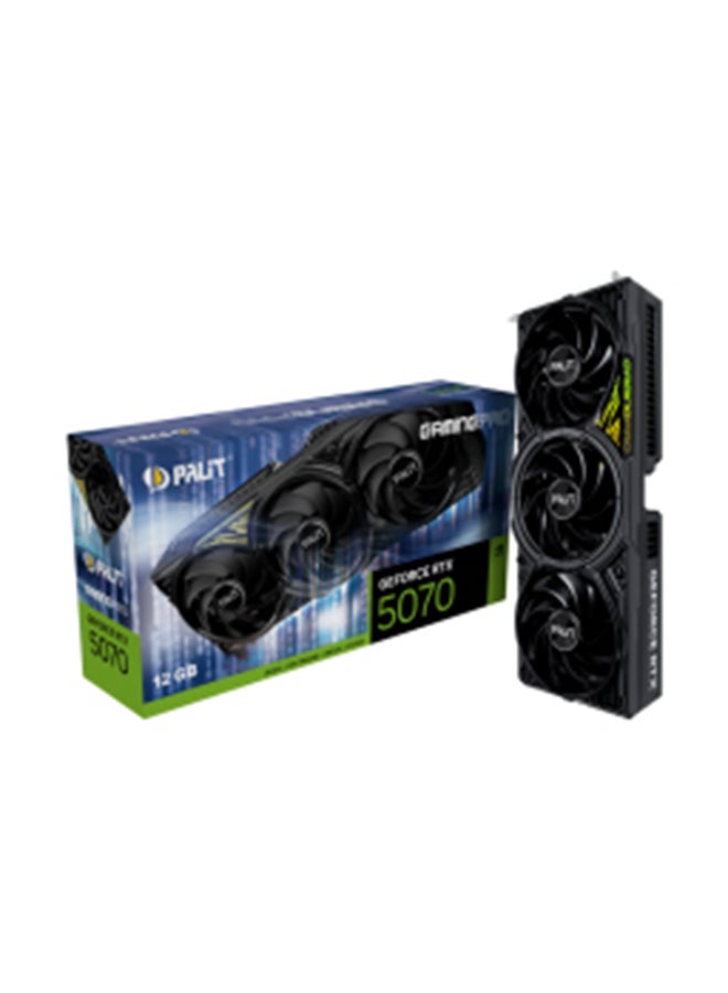 GeForce RTX™ 5070 GamingPro 12GB GDDR7, PCI-E 5.0, 6144 CUDA Cores, 2325 MHz Graphics Clock, 2512 MHz Boost Clock, 28 Gbps Memory, 4K/8K Resolution, HDMI 2.1b, DP 2.1b x 3, 250W Power, Dual BIOS (Performance/Silent), ARGB Sync EVO, TurboFan 4.0, NVIDIA Blackwell Architecture, DLSS 4, Ray Tracing, AV1 Encode/Decode, VR Ready, Multi-Monitor Support, 650W Recommended Power | NE75070019K9-GB2050A Black