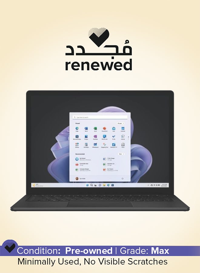 مايكروسوفت Renewed - Surface Laptop 5 Laptop With 13.5-Inch Full HD Display,Intel Core i7-1255U Processor/Quad Core/12th Gen/16GB RAM/512GB SSD/Intel Iris XE Graphics/Windows 11 Home English/Arabic Matte Black - Image 1