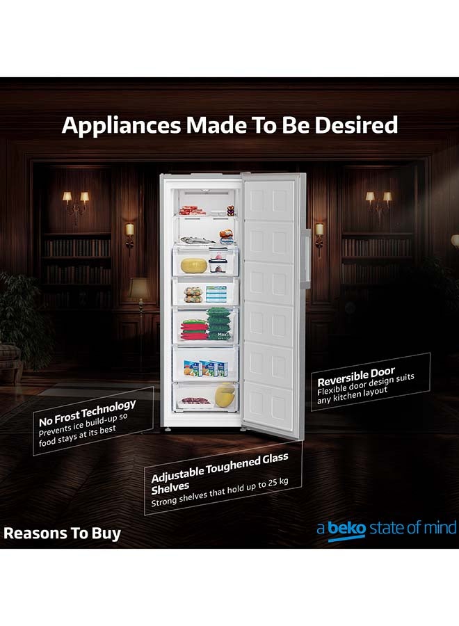 بيكو فريزر عمودي سعة 291 لتر إجمالي (260 صافي)، باب واحد، بدون صقيع، ضجيج منخفض، باب قابل للعكس، تركيب سلس - Image 5