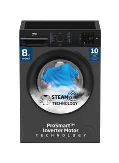 Beko 8 kg Front Load Washing Machine, 1400 RPM, 15 Programmes, Low Noise, Quick wash 14/28 Minutes, SteamCure Wash, StainExpert, Digital Display, DrumClean Function, 10 Years Warranty on ProSmart Inverter Motor 8 kg WTV814UNXA Bohemian Anthracite  - Image 1