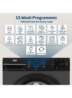 Beko 8 kg Front Load Washing Machine, 1400 RPM, 15 Programmes, Low Noise, Quick wash 14/28 Minutes, SteamCure Wash, StainExpert, Digital Display, DrumClean Function, 10 Years Warranty on ProSmart Inverter Motor 8 kg WTV814UNXA Bohemian Anthracite  - Image 3