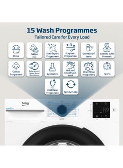 Beko 8 kg Front Load Washing Machine, 1400 RPM, 15 Programmes, Low Noise, Quick wash 14/28 Minutes, SteamCure Wash, StainExpert, Digital Display, DrumClean Function, 10 Years Warranty on ProSmart Inverter Motor 8 kg WTV814UNXW White  - Image 3