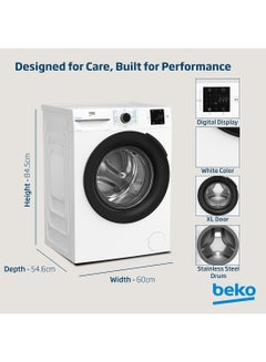 Beko 8 kg Front Load Washing Machine, 1400 RPM, 15 Programmes, Low Noise, Quick wash 14/28 Minutes, SteamCure Wash, StainExpert, Digital Display, DrumClean Function, 10 Years Warranty on ProSmart Inverter Motor 8 kg WTV814UNXW White  - Image 4