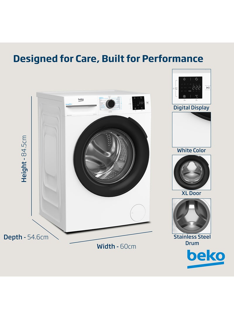 Beko 8 kg Front Load Washing Machine, 1400 RPM, 15 Programmes, Low Noise, Quick wash 14/28 Minutes, SteamCure Wash, StainExpert, Digital Display, DrumClean Function, 10 Years Warranty on ProSmart Inverter Motor 8 kg WTV814UNXW White  - Image 4