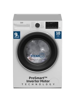 Beko 9 kg Front Load Washing Machine, 1400 RPM, 15 Programmes, Low Noise, Quick wash 14/28 Minutes, SteamTherapy, StainExpert, Digital Display, DrumClean Function, HomeWhiz, 10 Years Warranty on ProSmart Inverter Motor 9 kg WTV9314XW White  - Image 1