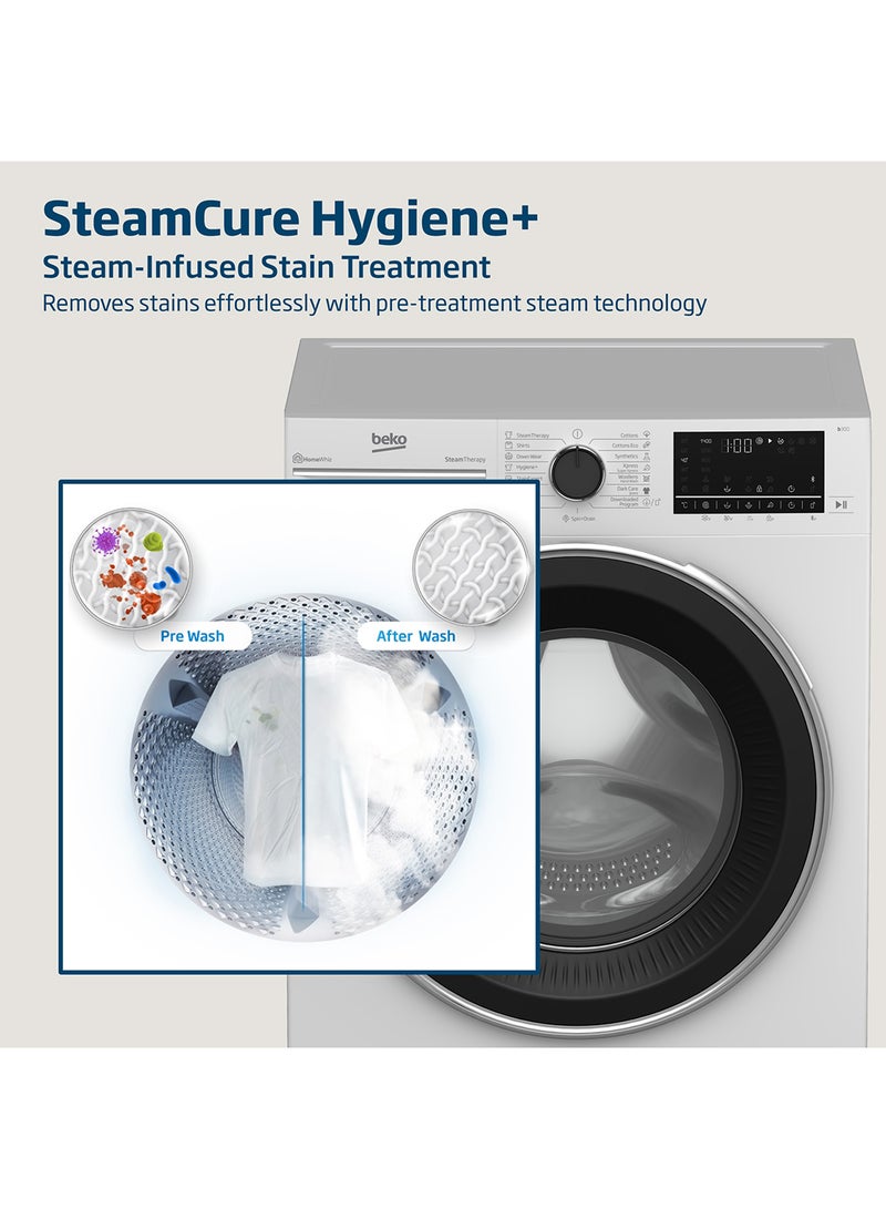 Beko - 9 kg Front Load Washing Machine, 1400 RPM, 15 Programmes, Low Noise, Quick wash 14/28 Minutes, SteamTherapy, StainExpert, Digital Display, DrumClean Function, HomeWhiz, 10 Years Warranty on ProSmart Inverter Motor 9 kg WTV9314XW White - Image 1