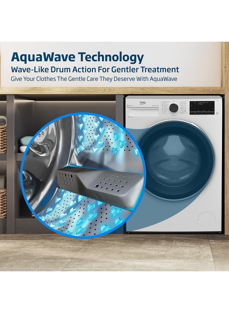 Beko - 9 kg Front Load Washing Machine, 1400 RPM, 15 Programmes, Low Noise, Quick wash 14/28 Minutes, SteamTherapy, StainExpert, Digital Display, DrumClean Function, HomeWhiz, 10 Years Warranty on ProSmart Inverter Motor 9 kg WTV9314XW White - Image 1
