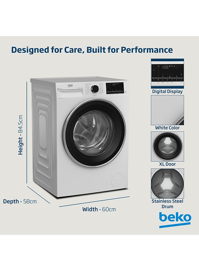 Beko 9 kg Front Load Washing Machine, 1400 RPM, 15 Programmes, Low Noise, Quick wash 14/28 Minutes, SteamTherapy, StainExpert, Digital Display, DrumClean Function, HomeWhiz, 10 Years Warranty on ProSmart Inverter Motor 9 kg WTV9314XW White  - Image 4