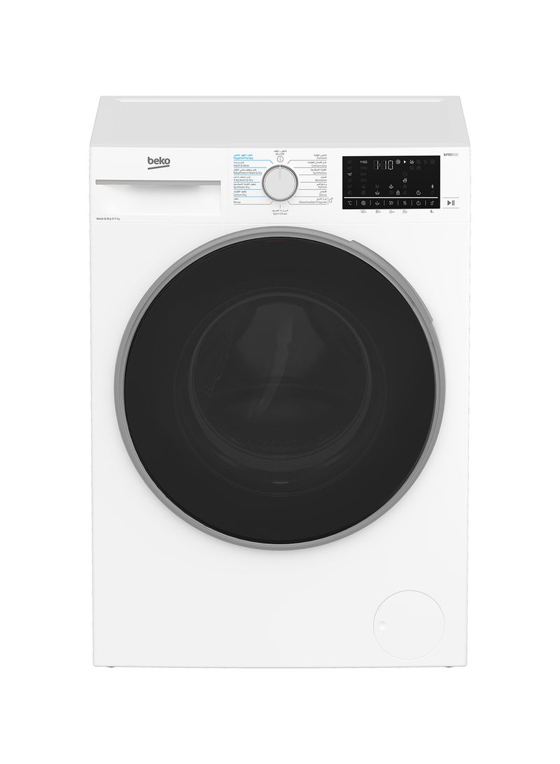 Beko 8/5 kg Washer/Dryer, 1400 RPM, 15 Programmes, Low Noise, Wash & Wear Programme, SteamCure Wash, Hygiene+ Wash & Dry, Quick wash 14/28 Minutes, 10 Years Warranty on ProSmart Inverter Motor 8 kg WD8514W White