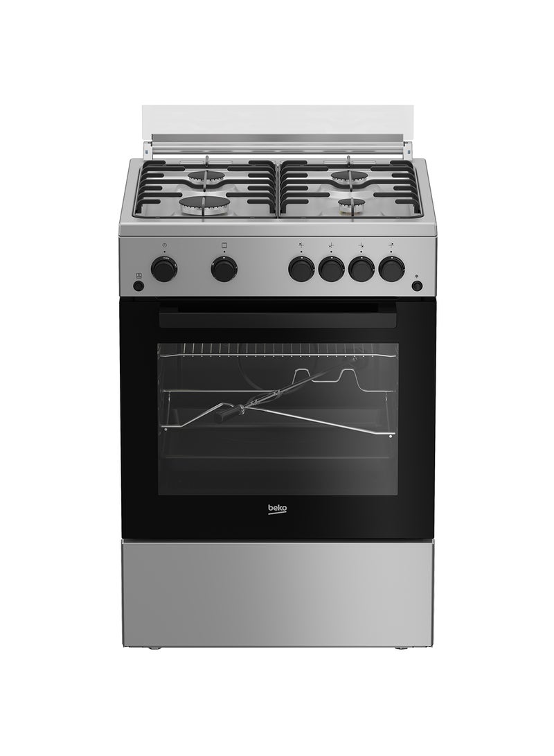 بيكو موقد غاز قائم بذاته 60x60 سم، أمان كامل، 4 شعلات غاز عالية الكفاءة، دعم مقلاة مينا، سعة فرن 64 لتر، FSGT62111DSL (لون الفولاذ المقاوم للصدأ)، صنع في تركيا