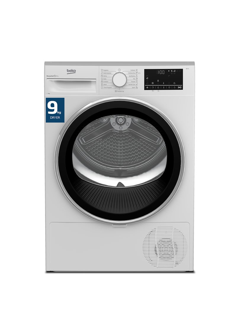 Beko - 9 kg Condenser Tumble Dryer, 15 Programmes, Low Noise, AquaWave Technology, Advanced Sensor Drying, Reversable Door, Drum Light, Digital Display 9 kg DC9W White - Image 1