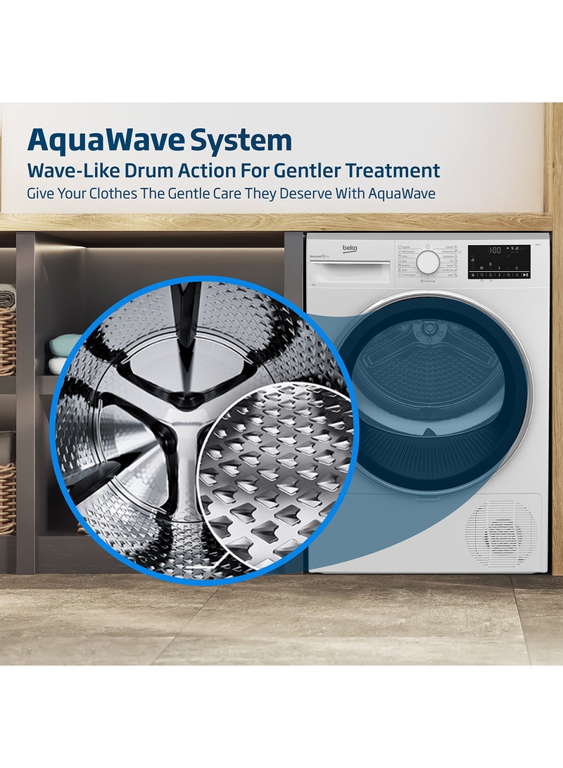 Beko - 9 kg Condenser Tumble Dryer, 15 Programmes, Low Noise, AquaWave Technology, Advanced Sensor Drying, Reversable Door, Drum Light, Digital Display 9 kg DC9W White - Image 1