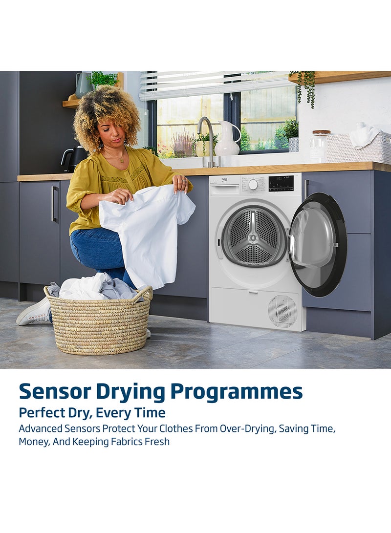 Beko - 9 kg Condenser Tumble Dryer, 15 Programmes, Low Noise, AquaWave Technology, Advanced Sensor Drying, Reversable Door, Drum Light, Digital Display 9 kg DC9W White - Image 1