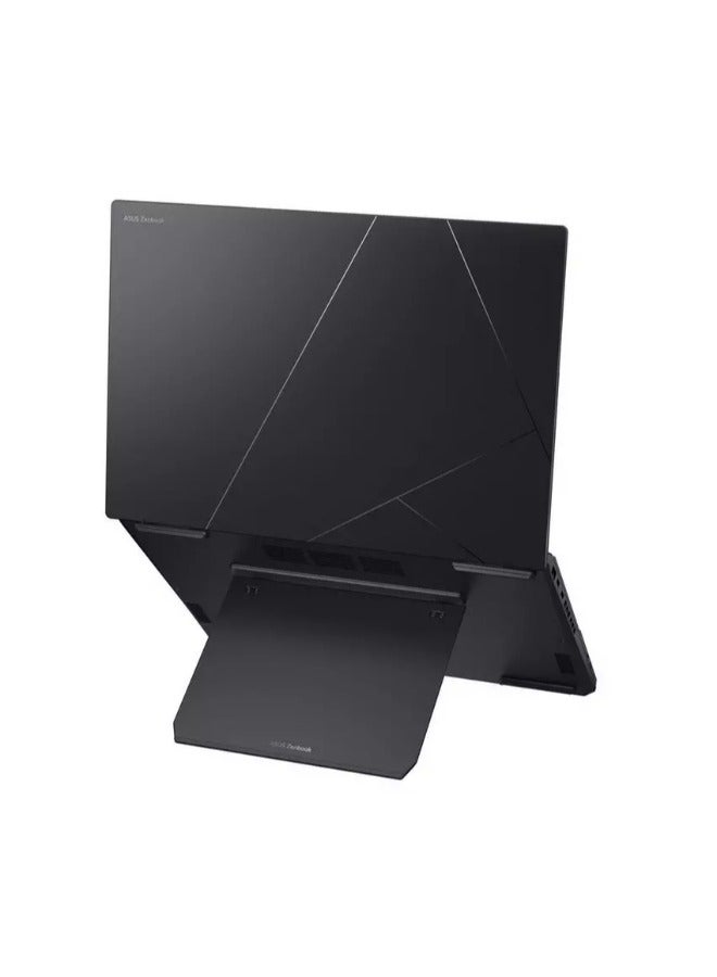 أسوس - كمبيوتر محمول Zenbook Duo بشاشة OLED مقاس 14 بوصة بدقة 3K (2880x1800) وتردد 120 هرتز، ومعالج Intel ARL H Core Ultra 9/ وذاكرة وصول عشوائي (RAM) سعة 32 جيجابايت دي دي ار 5/ ومحرك أقراص اس اس دي سعة 2 تيرابايت/ ونظام التشغيل ويندوز11 Home/ ورسومات Intel Arc/ باللون الرمادي Inkwell باللغة الإنجليزية/العربية الإنجليزية/العربية - Image 1
