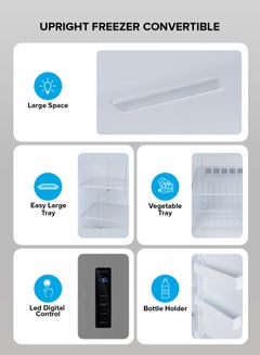 جيباس 500 L Gross/433 L Net Capacity No Frost Upright Freezer Convertible And Huge Storage Capacity, Inverter Compressor, Freeze And Fridge Conversion Option, Digital Temperature Control, Door Open Alarm GRFU5125XHN 150 W GRFU5125XHN Metallic Grey  - Image 3