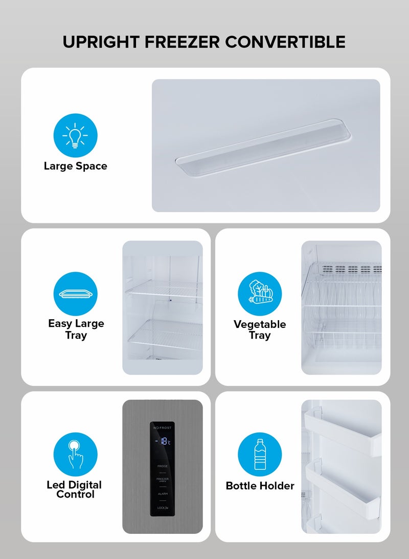 جيباس 500 L Gross/433 L Net Capacity No Frost Upright Freezer Convertible And Huge Storage Capacity, Inverter Compressor, Freeze And Fridge Conversion Option, Digital Temperature Control, Door Open Alarm GRFU5125XHN 150 W GRFU5125XHN Metallic Grey  - Image 3
