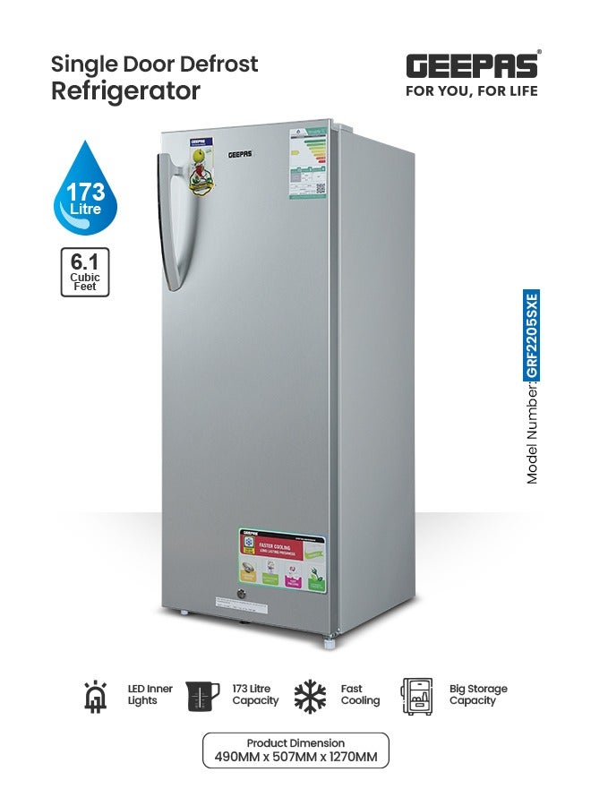 جيباس 173 L Single Door Refrigerator with Fast Cooling, Dedicated Chiller, Vegetable Crisper & LED Illumination 131 kW GRF2205SXE Siver  - Image 1