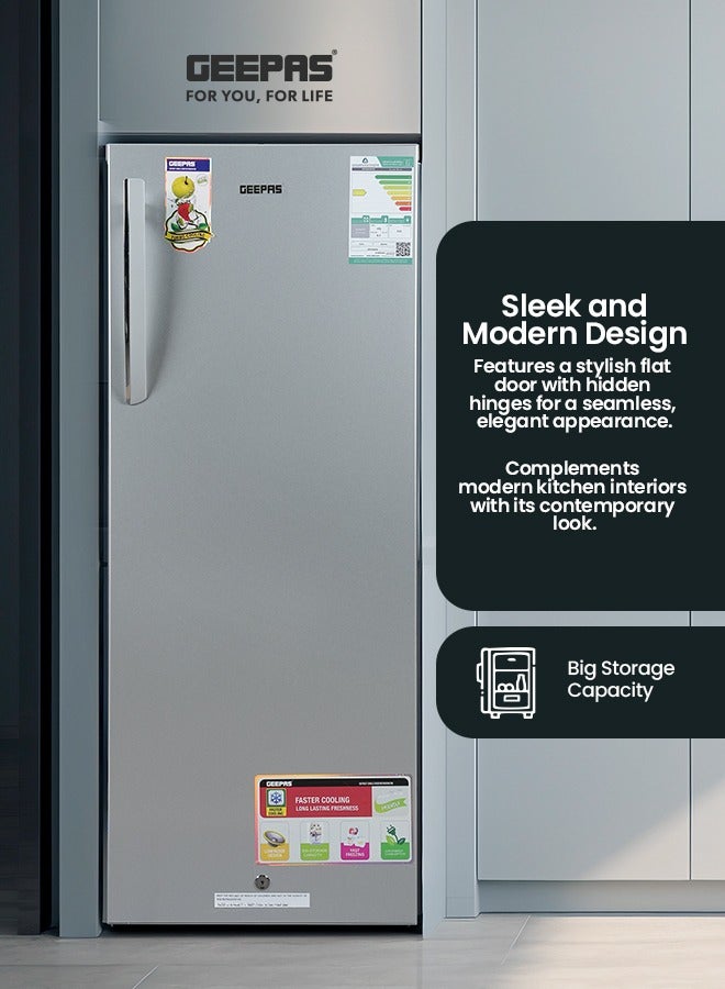 جيباس 173 L Single Door Refrigerator with Fast Cooling, Dedicated Chiller, Vegetable Crisper & LED Illumination 131 kW GRF2205SXE Siver  - Image 4