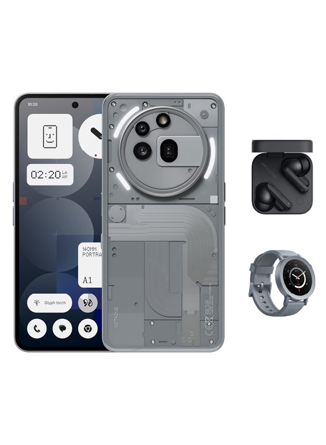 Nothing - Phone (3a) Pro Dual SIM  Grey 12GB AM 256GB  Bundle (CMF Buds + CMF Watch Pro 2 ) - Middle East Version - Image 1
