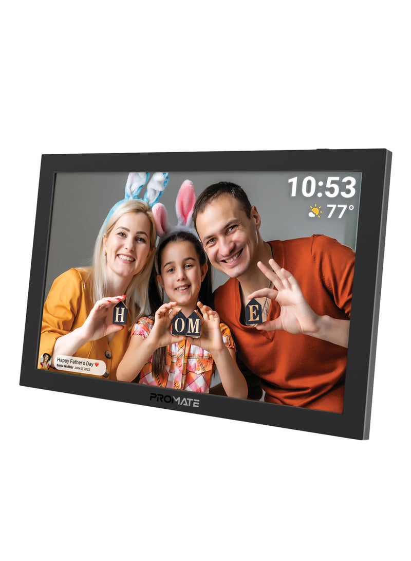 بروميت Full HD Digital Photo Frame With 10.1" Touch Screen, Wireless app Control, 16GB Storage, USB/TF Card Support, Dual Speakers, Multi Picture & Video Formats Compatibility, Memoria-10 Back  - Image 1