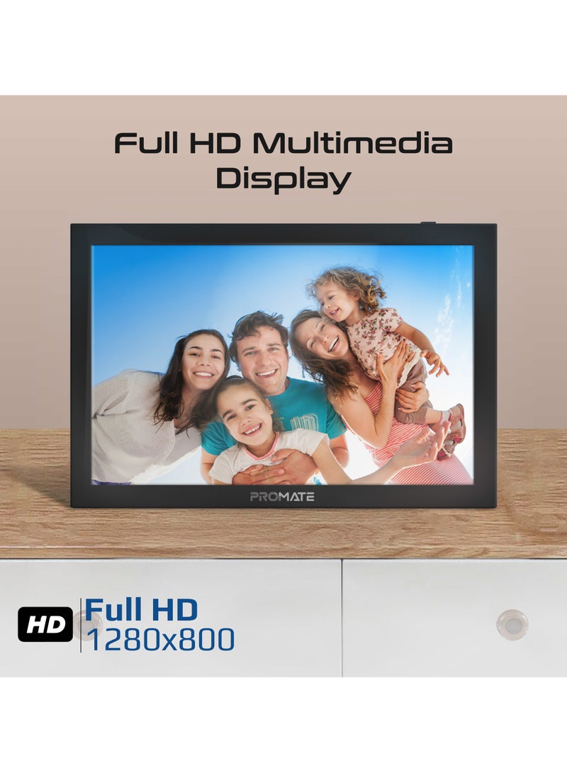 بروميت Full HD Digital Photo Frame With 10.1" Touch Screen, Wireless app Control, 16GB Storage, USB/TF Card Support, Dual Speakers, Multi Picture & Video Formats Compatibility, Memoria-10 Back  - Image 2