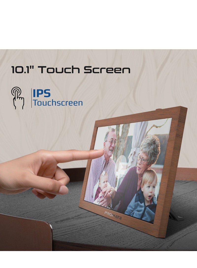 بروميت Full HD Digital Photo Frame With 10.1" Touch Screen, Wireless app Control, 16GB Storage, USB/TF Card Support, Dual Speakers, Multi Picture & Video Formats Compatibility, Memoria-10 Pine  - Image 5