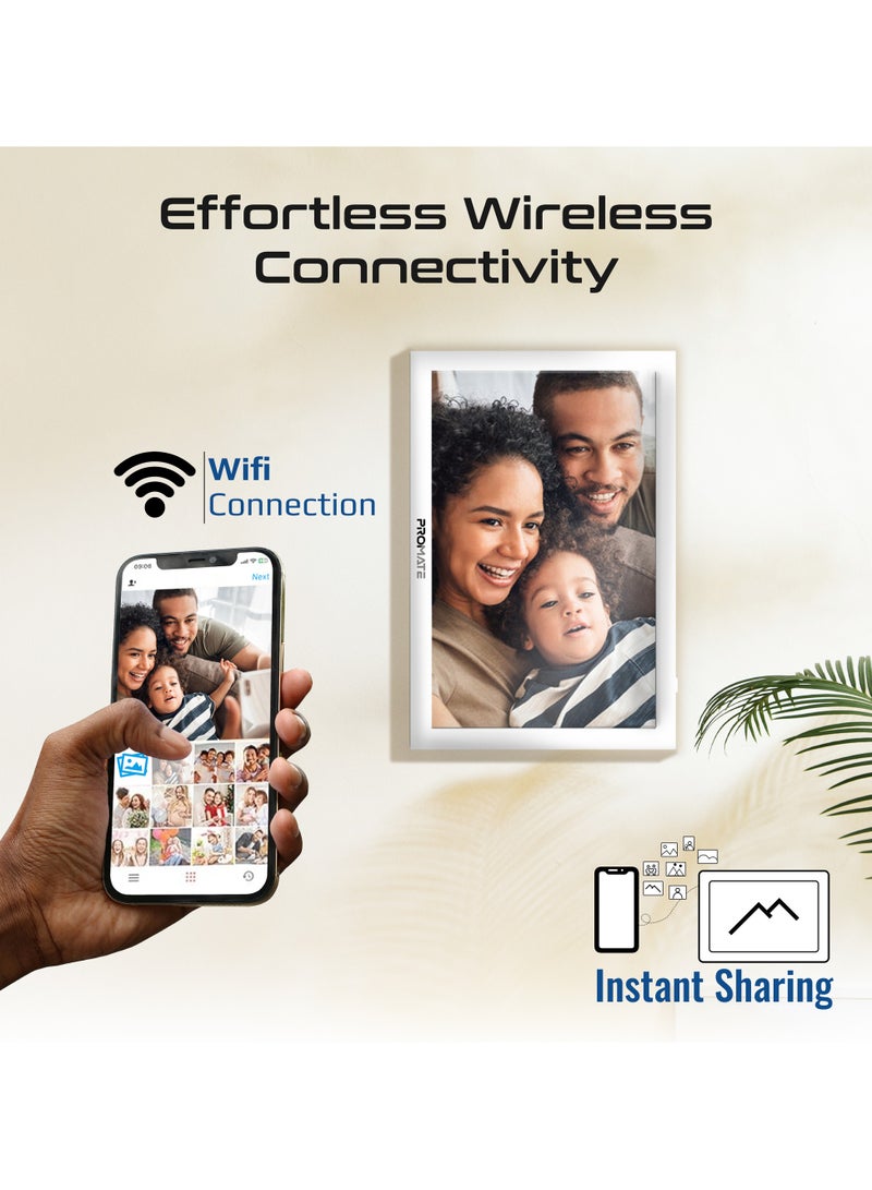 بروميت Full HD Digital Photo Frame With 10.1" Touch Screen, Wireless app Control, 16GB Storage, USB/TF Card Support, Dual Speakers, Multi Picture & Video Formats Compatibility, Memoria-10 White  - Image 4