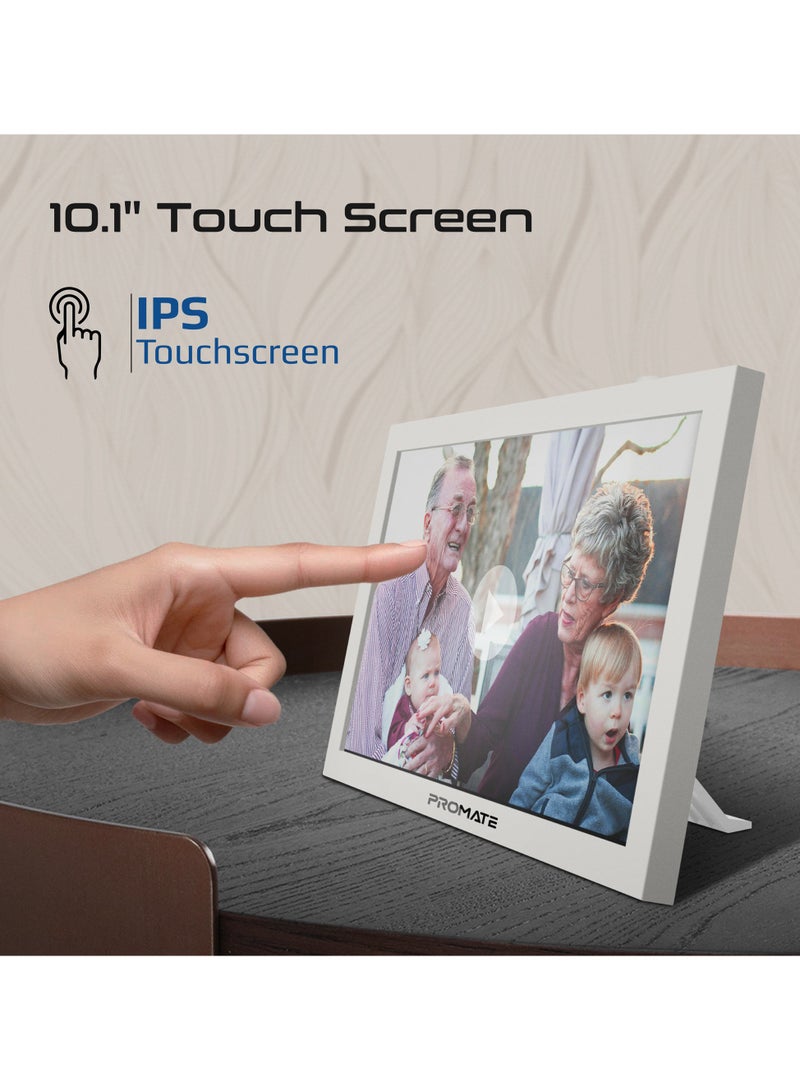 بروميت Full HD Digital Photo Frame With 10.1" Touch Screen, Wireless app Control, 16GB Storage, USB/TF Card Support, Dual Speakers, Multi Picture & Video Formats Compatibility, Memoria-10 White  - Image 5