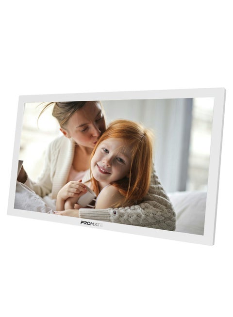 Full HD Digital Photo Frame with 15.6-Inch Touchscreen, 32GB Storage, Wireless App Control, Multi Picture & Video Formats Compatibility, USB/TF Card Support, Dual Speakers, Memoria-15 White