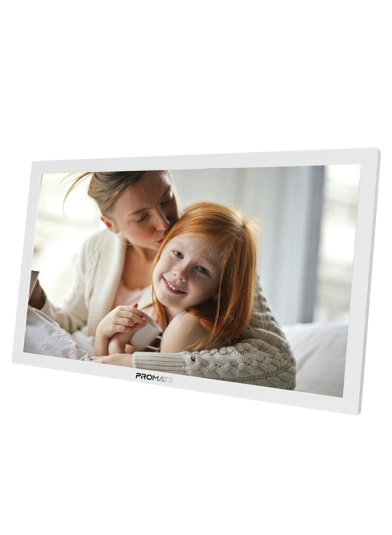 بروميت Full HD Digital Photo Frame with 15.6-Inch Touchscreen, 32GB Storage, Wireless App Control, Multi Picture & Video Formats Compatibility, USB/TF Card Support, Dual Speakers, Memoria-15 White  - Image 1