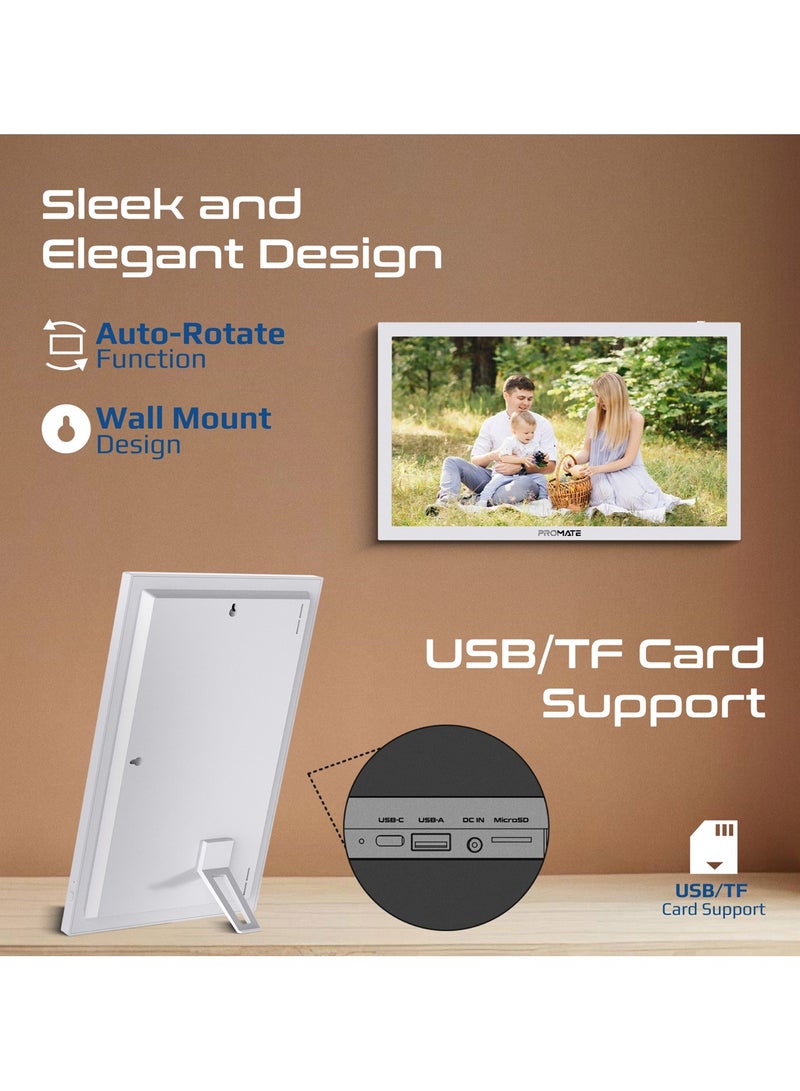 Full HD Digital Photo Frame with 15.6-Inch Touchscreen, 32GB Storage, Wireless App Control, Multi Picture & Video Formats Compatibility, USB/TF Card Support, Dual Speakers, Memoria-15 White
