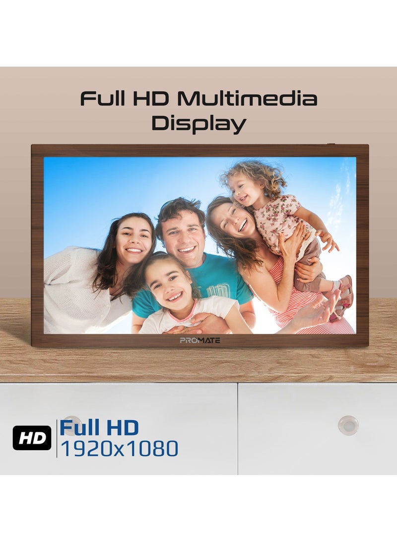 بروميت Full HD Digital Photo Frame with 15.6-Inch Touchscreen, 32GB Storage, Wireless App Control, Multi Picture & Video Formats Compatibility, USB/TF Card Support, Dual Speakers, Memoria-15 Pine  - Image 2