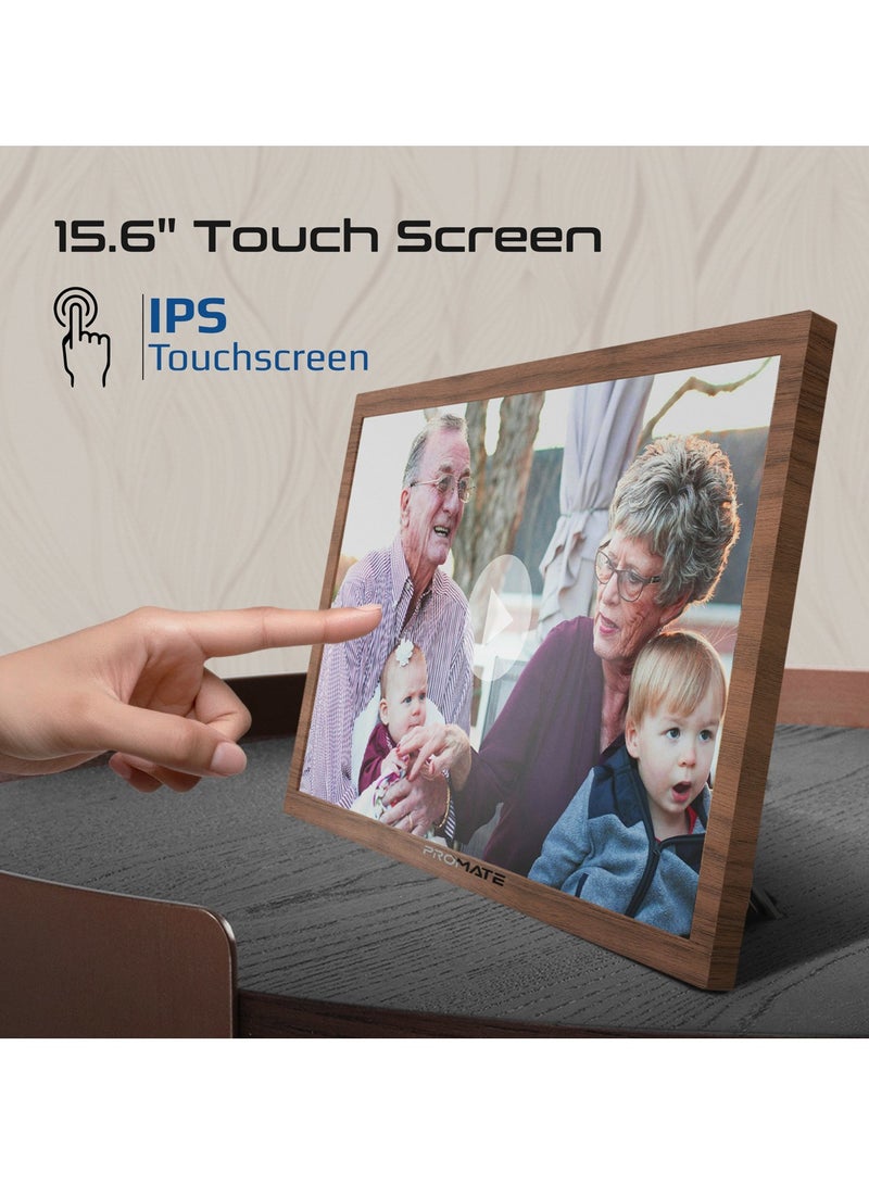 بروميت Full HD Digital Photo Frame with 15.6-Inch Touchscreen, 32GB Storage, Wireless App Control, Multi Picture & Video Formats Compatibility, USB/TF Card Support, Dual Speakers, Memoria-15 Pine  - Image 5