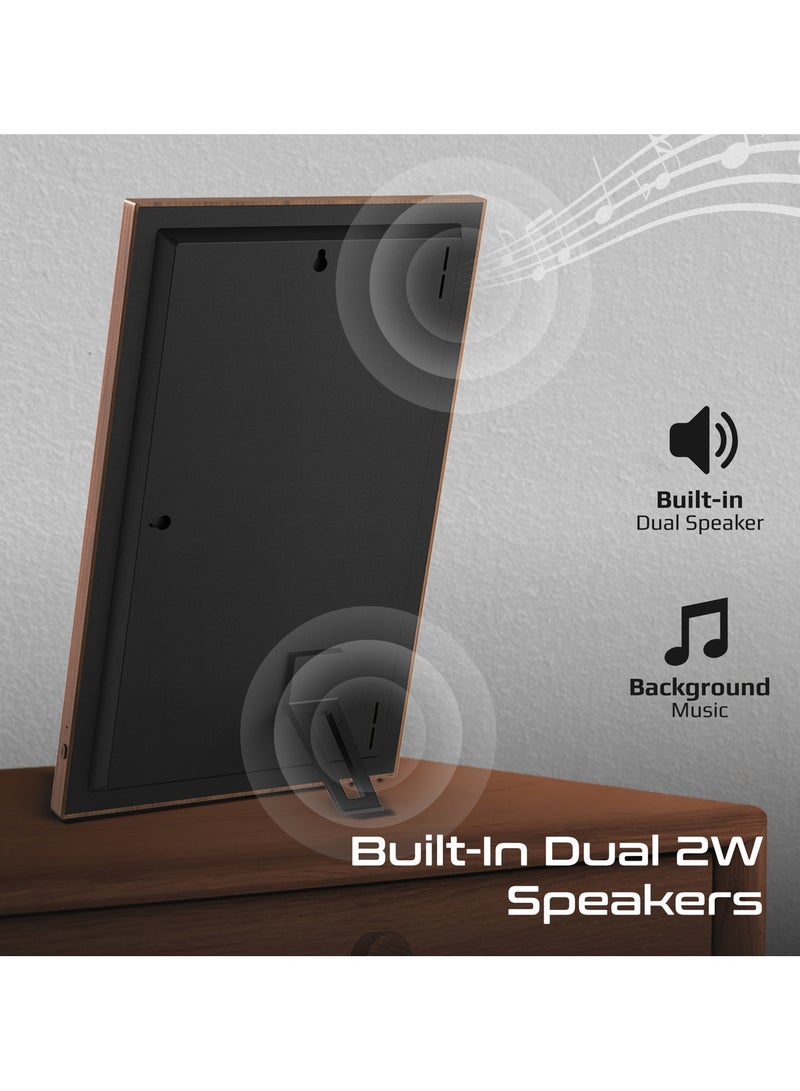 بروميت - Full HD Digital Photo Frame with 15.6-Inch Touchscreen, 32GB Storage, Wireless App Control, Multi Picture & Video Formats Compatibility, USB/TF Card Support, Dual Speakers, Memoria-15 Pine - Image 1