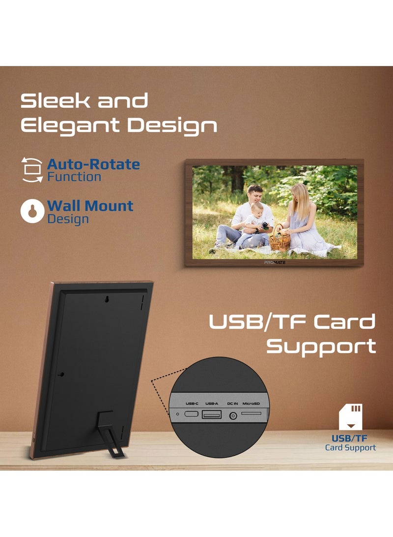 بروميت - Full HD Digital Photo Frame with 15.6-Inch Touchscreen, 32GB Storage, Wireless App Control, Multi Picture & Video Formats Compatibility, USB/TF Card Support, Dual Speakers, Memoria-15 Pine - Image 1