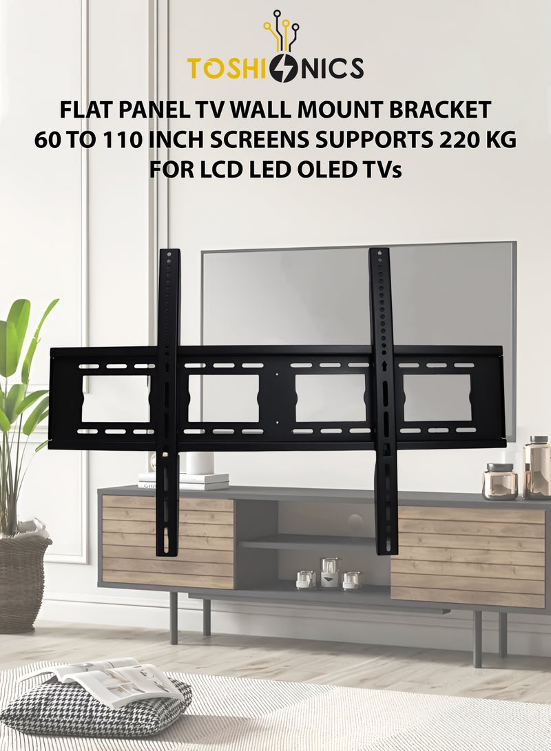 Toshionics Heavy Duty Flat Panel TV Wall Mount Bracket for 60’’-110’’ Screens LED LCD OLED TV’s Ultra Strong Steel TV Wall Mount Bracket TV Stand Television Stand for 60-110 Inch Load Capacity 200kg black - Image 1