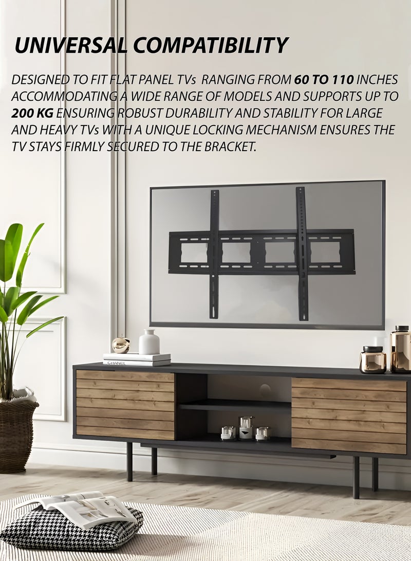 Toshionics Heavy Duty Flat Panel TV Wall Mount Bracket for 60’’-110’’ Screens LED LCD OLED TV’s Ultra Strong Steel TV Wall Mount Bracket TV Stand Television Stand for 60-110 Inch Load Capacity 200kg black - Image 2