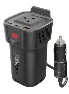 PROMATE 4-In-1 Multi-Port DC to AC Car Power Inverter with 150W AC Socket, Dual PD30W USB-C™ Ports, QC18W USB-A Ports, LED Power Indicators, Dedicated AC ON/OFF Button, Charge Protection, Inverto-150W - Black  - Image 1