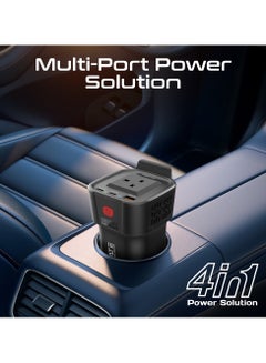 PROMATE 4-In-1 Multi-Port DC to AC Car Power Inverter with 150W AC Socket, Dual PD30W USB-C™ Ports, QC18W USB-A Ports, LED Power Indicators, Dedicated AC ON/OFF Button, Charge Protection, Inverto-150W - Black  - Image 2