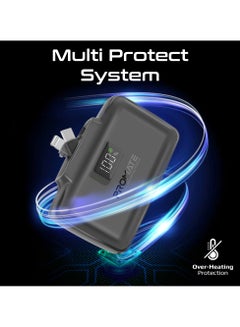 PROMATE 10000 mAh Power Bank, Compact Power Bank with 20W USB-C™ In/Out Foldable Connector, 20W Lightning Foldable Connector, Ultra-Fast 20W USB-C™In/Out Port, Charge Protection, LED Display, PowerUp-10Duo Black  - Image 5