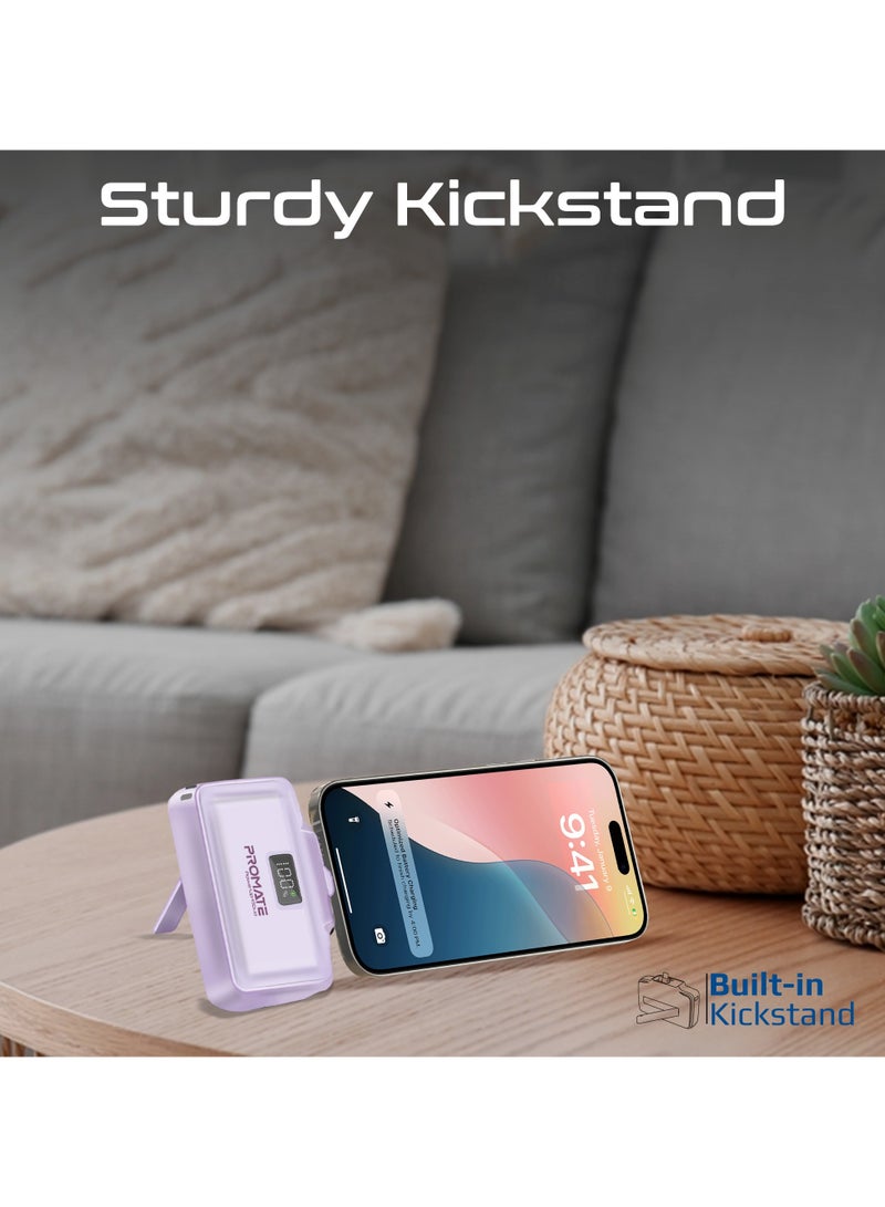 بروميت - 10000 mAh Power Bank, Compact Power Bank with 20W USB-C™ In/Out Foldable Connector, 20W Lightning Foldable Connector, Ultra-Fast 20W USB-C™In/Out Port, Charge Protection, LED Display, PowerUp-10Duo Purple - Image 1