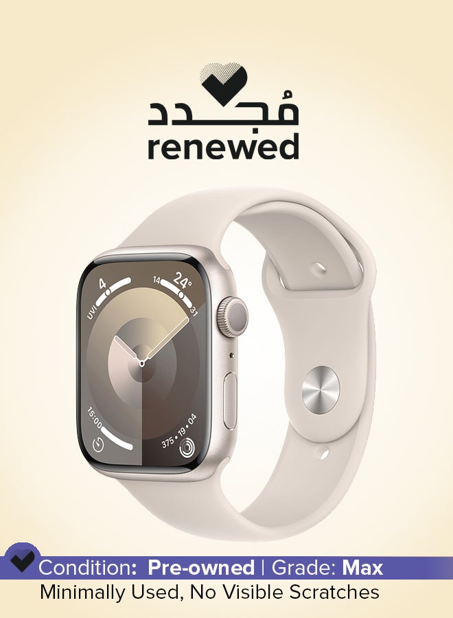 Apple Renewed - Watch Series 9 GPS 45mm Starlight Aluminium Case Starlight Sport Band  - Image 1