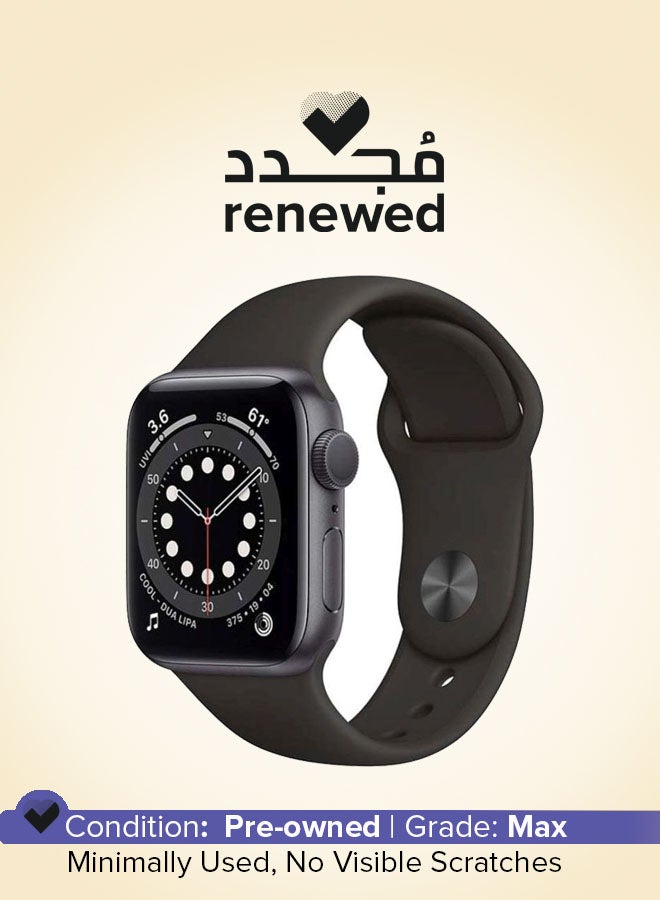 Apple 303 mAh Renewed - Watch Series 6-40 mm GPS Space Gray Aluminum Case with Sport Band Black Black  - Image 1