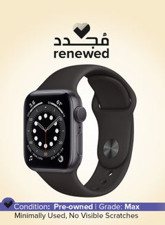 Renewed - Watch Series 6 GPS 40mm Space Gray Aluminum Case With Black Sport Band Grey