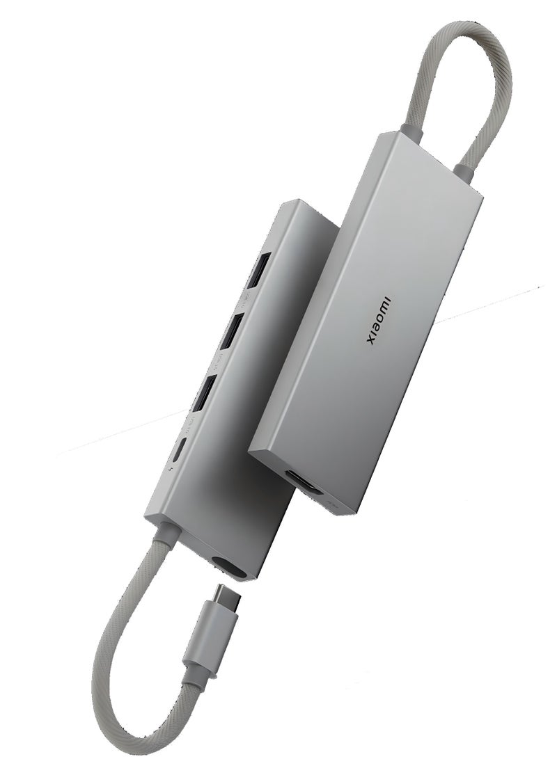 Xiaomi - 5-in-1 Type-C Hub,Multipurpose Hub with USB3.0,HDMI for Devices with Type-C,USB-A or HDMI ports 11.25cm Silver - Image 1