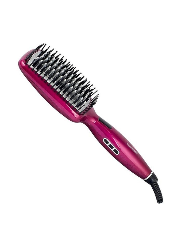 Olsenmark Digital Hair Straightener Brush – LCD Display, Ceramic Coated Plate, 50W PTC Heating, Fast & Safe Styling, 60-Min Auto Shut-Off – Professional Hair Smoother & Detangler  - Image 1